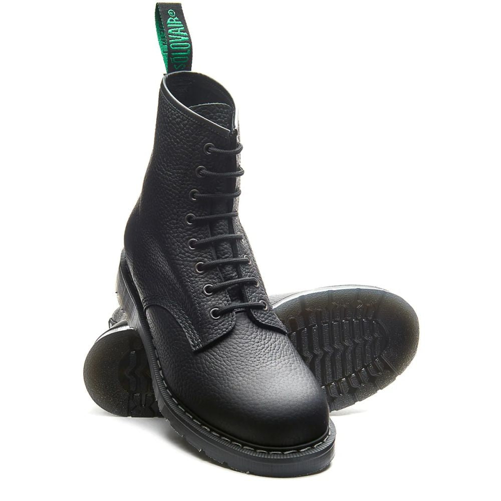 Solovair 8 Eye Derby Boot in Black Greasy Grain - Getoutside Shoes