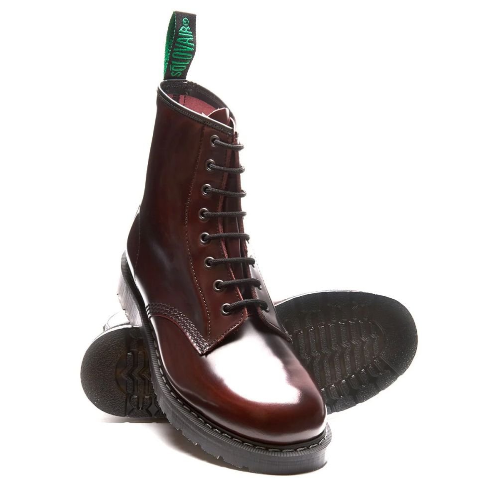 Solovair 8 Eye Derby Boot in Burgundy Rub-Off - Getoutside Shoes