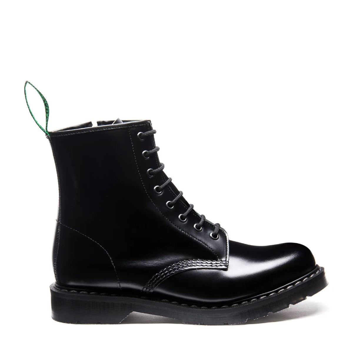 Solovair 8 Eye Zip Derby Boot in Black Greasy | Getoutsideshoes