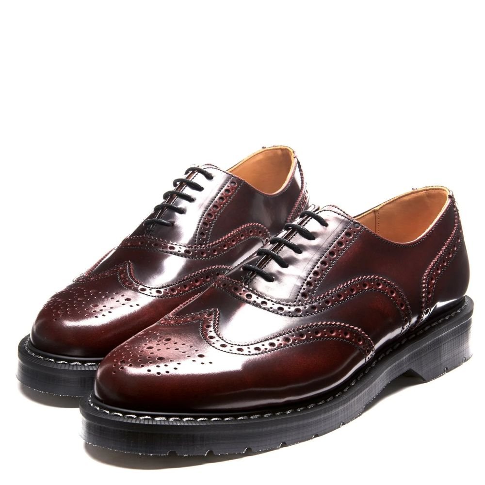 Solovair English Brogue in Burgundy Rub - Off - Getoutside Shoes