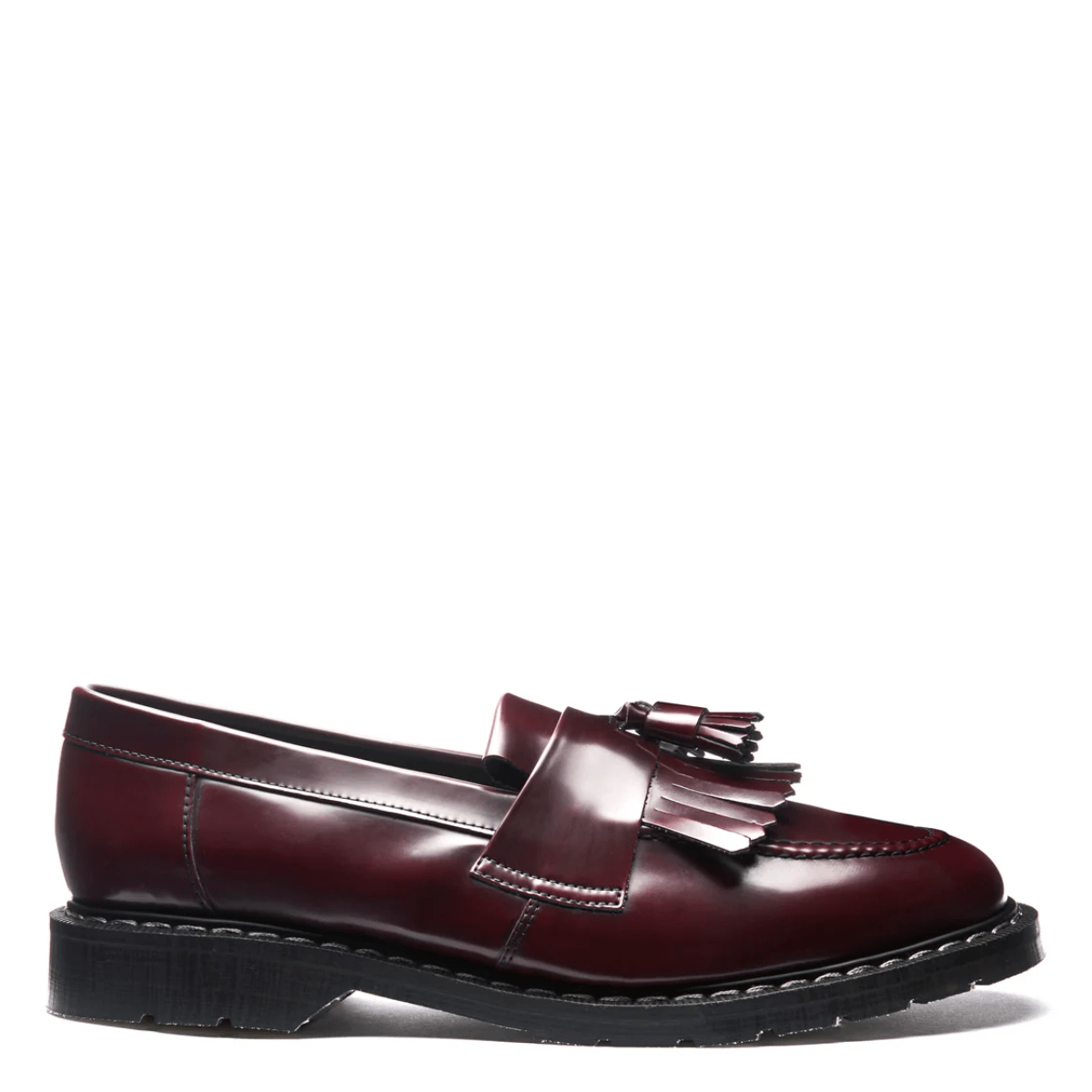 Solovair Tassel Loafer Vegan in Cherry Red Rub-Off - Getoutside Shoes
