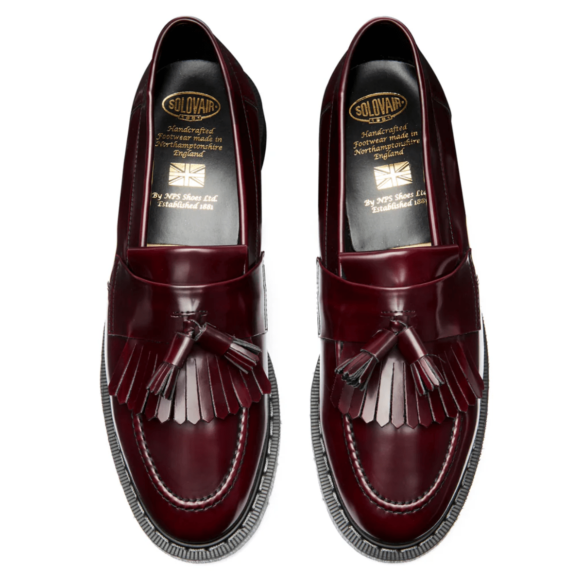 Solovair Tassel Loafer Vegan in Cherry Red Rub-Off - Getoutside Shoes