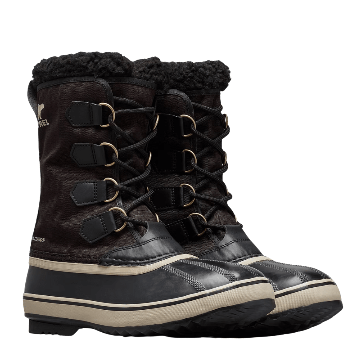 Sorel Men's 1964 Pac Nylon Waterproof Boot in Black/Ancient Fossil - Getoutside Shoes