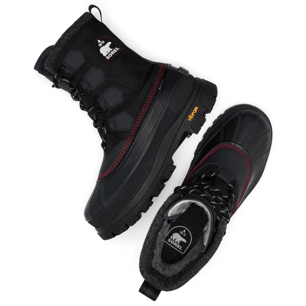 Sorel Men's Caribou Horizon GTX in Black/Bright Red - Getoutside Shoes
