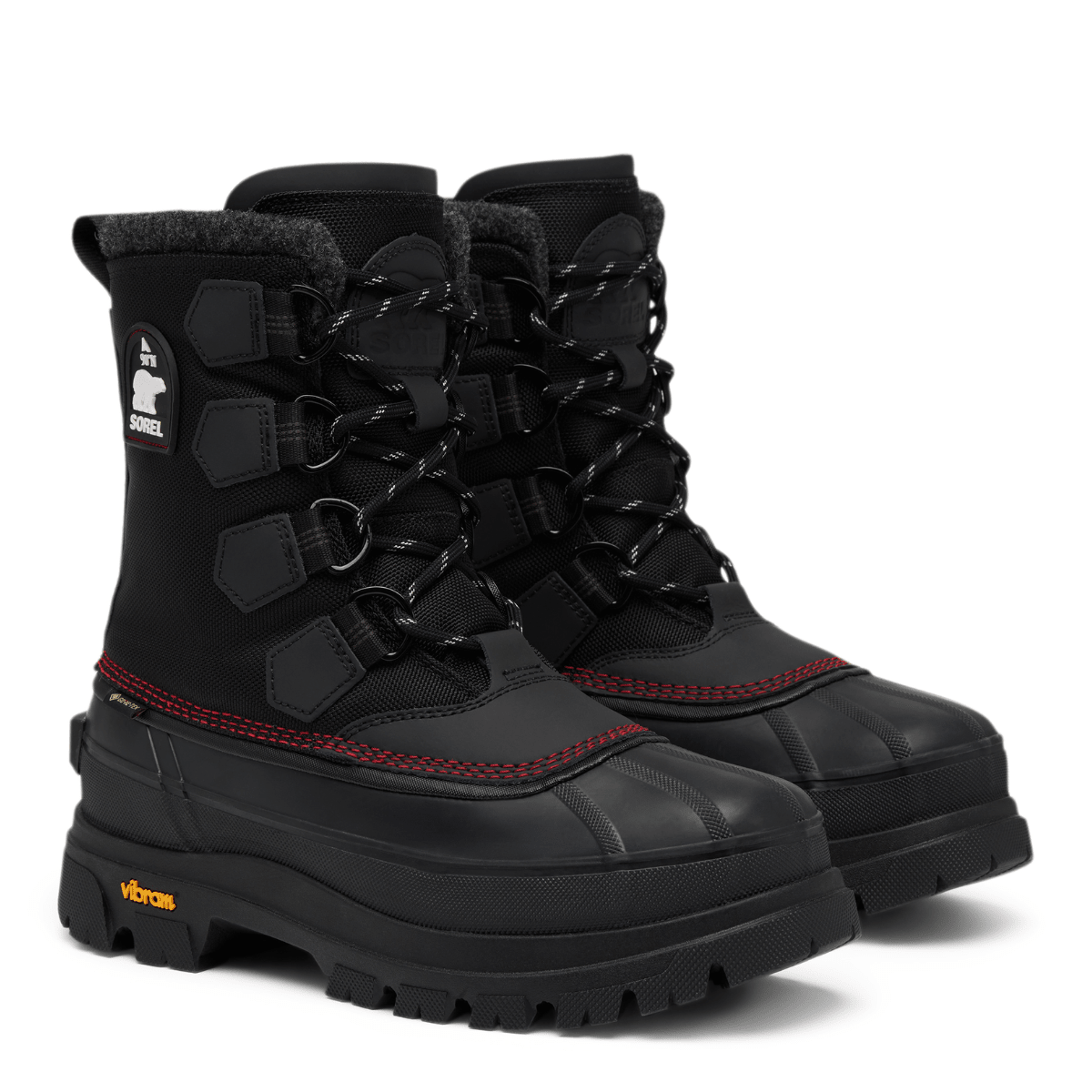 Sorel Men's Caribou Horizon GTX in Black/Bright Red - Getoutside Shoes