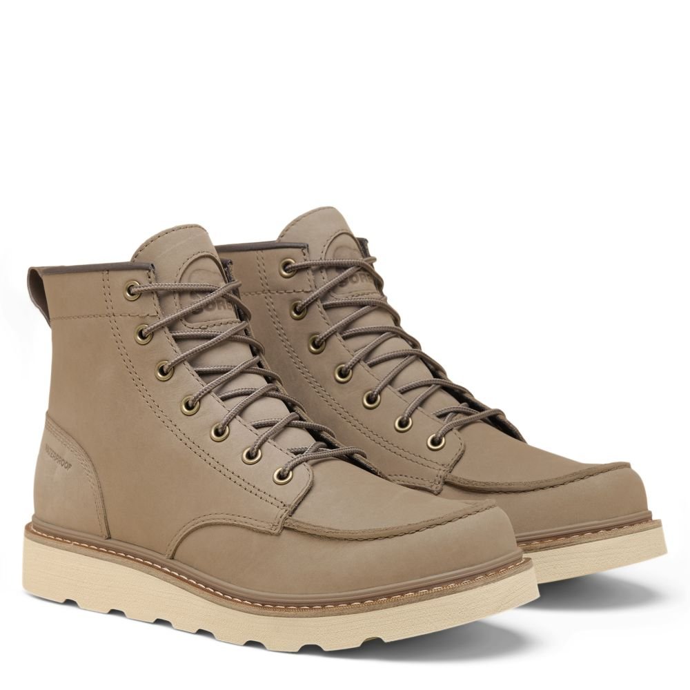 Sorel Men's Slabtown 62' Moc Waterproof Boot in Khaki II/Bleached Ceramic - Getoutside Shoes