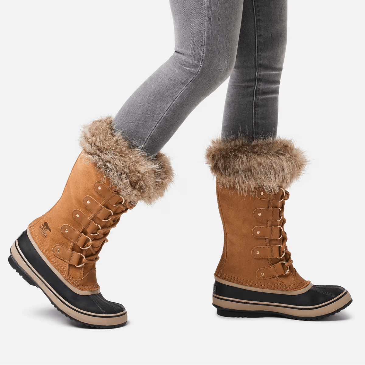 Sorel Women's Joan of Arctic Waterproof Boot in Camel Brown/Black - Getoutside Shoes