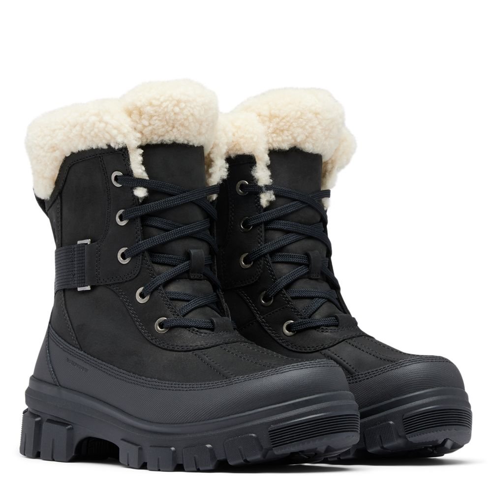 Sorel Women's Tivoli V Parc Waterproof Boot in Black/Sea Salt - Getoutside Shoes
