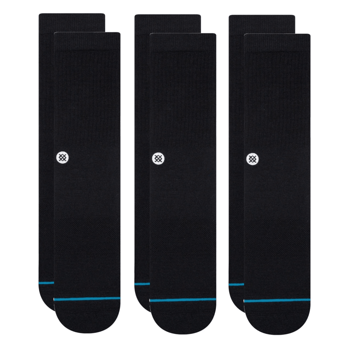 Stance Icon Crew Socks 3 Pack in Black - Getoutside Shoes