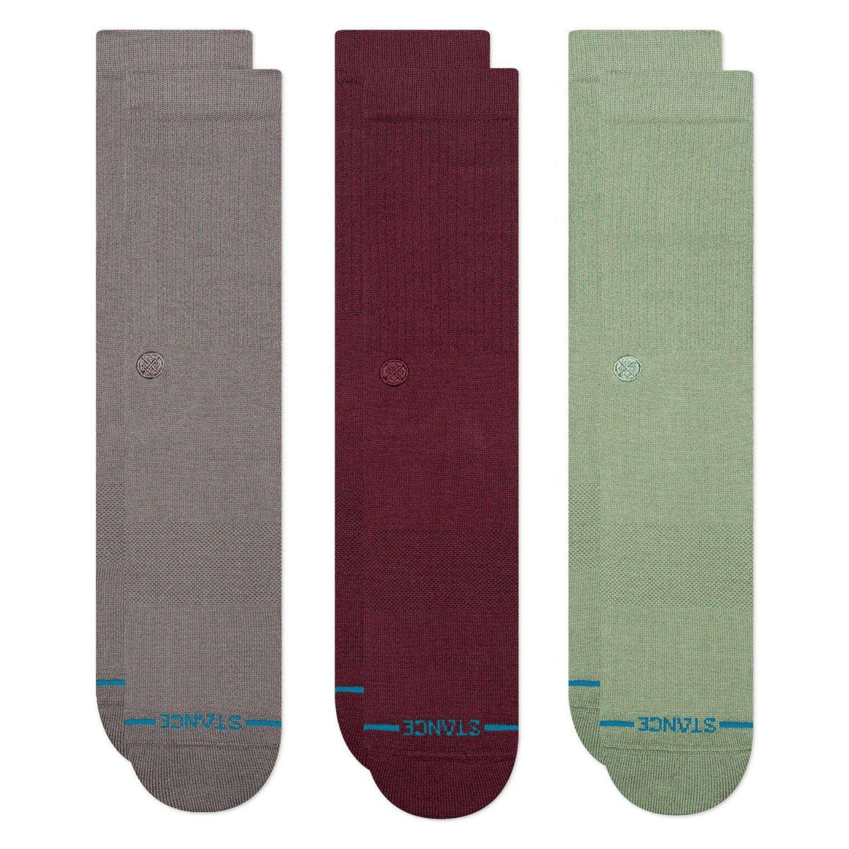 Stance Icon Crew Socks 3 Pack in Dark Grey - Getoutside Shoes