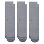 Stance Icon Crew Socks 3 Pack in Grey Heather - Getoutside Shoes