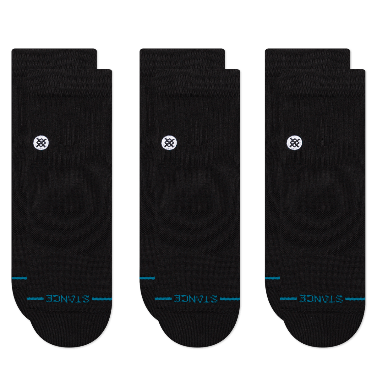 Stance Icon Quarter Socks 3 Pack in Black - Getoutside Shoes