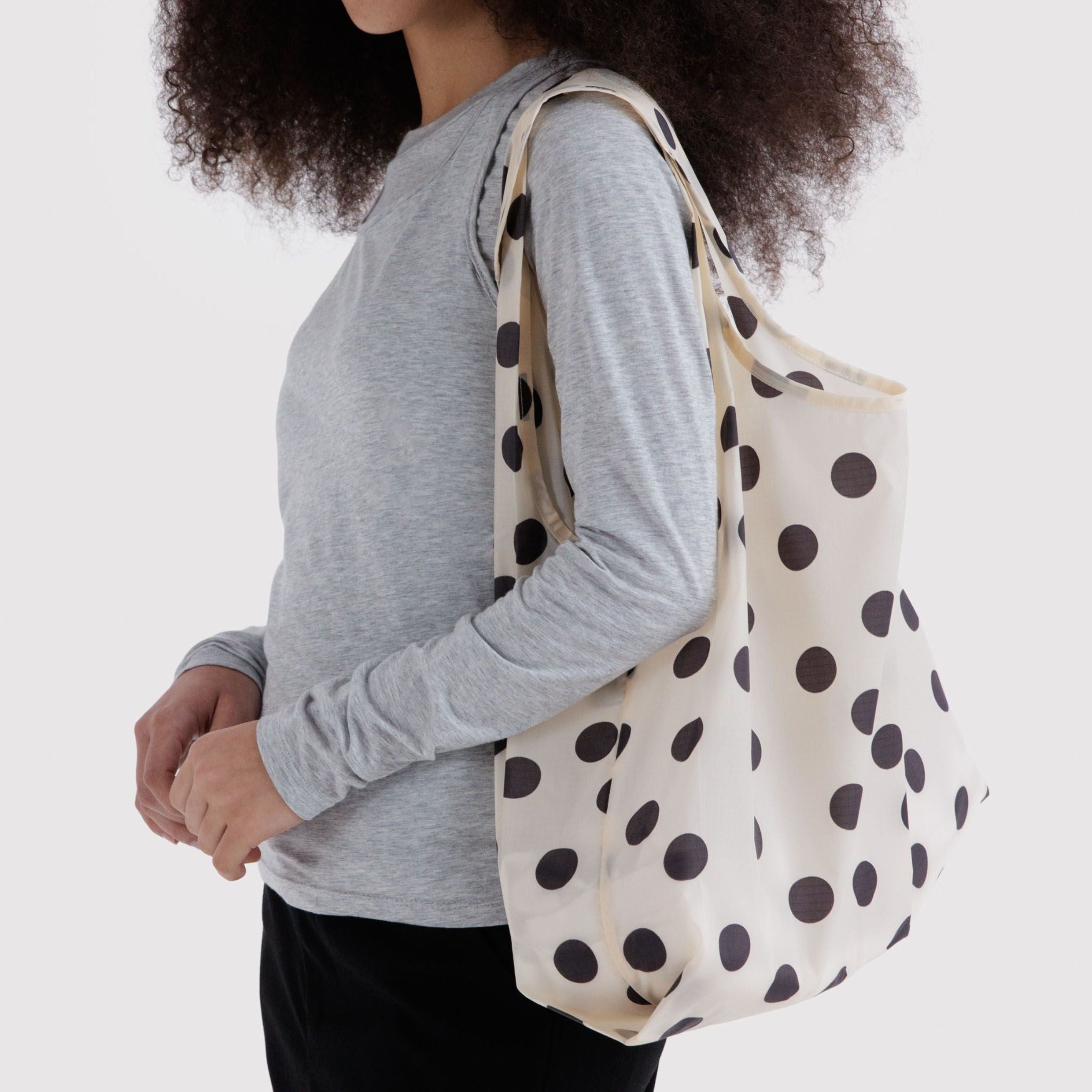 Baggu Standard Bag in Cream And Black Polka Dot