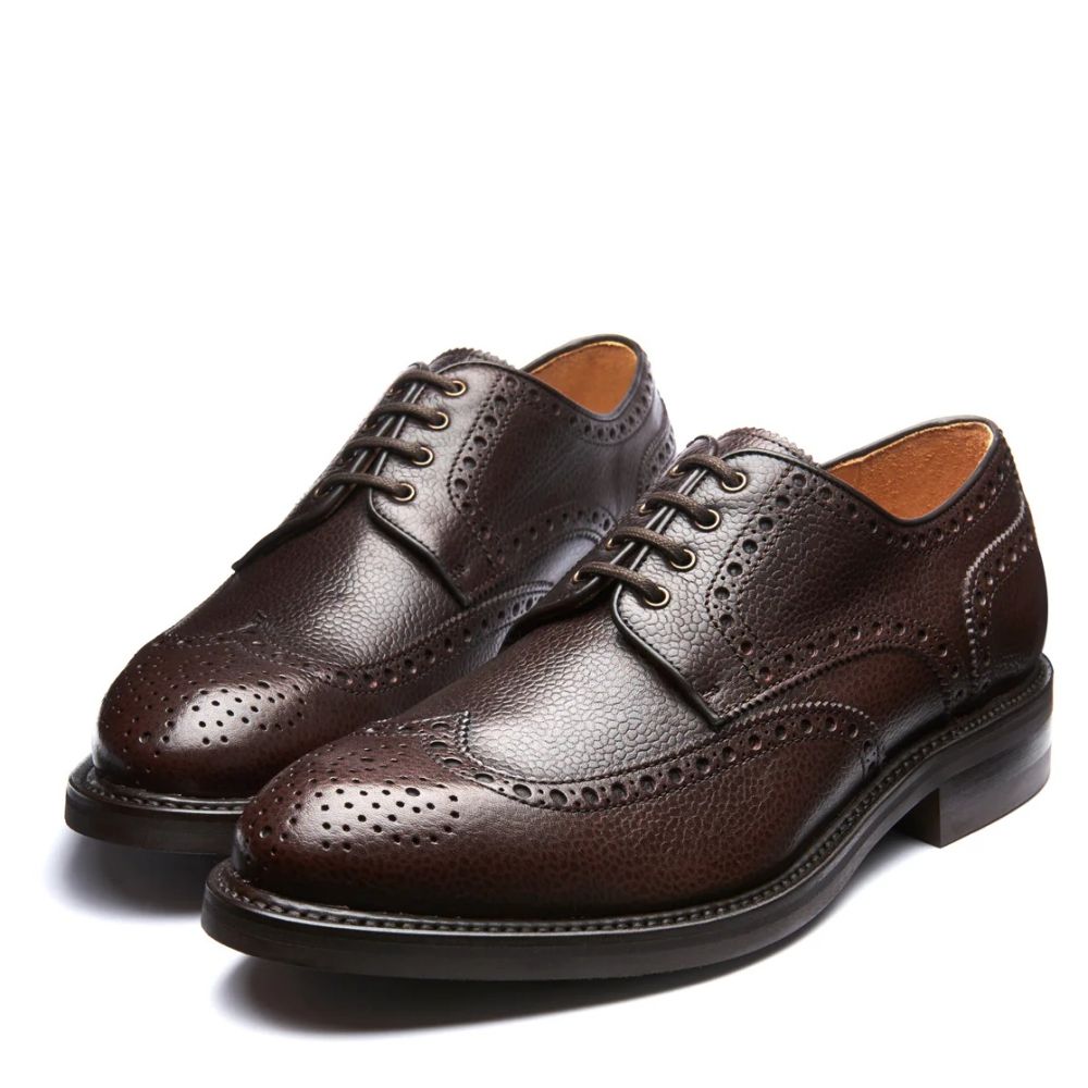 Solovair Men's 4 Eye Gibson Brogue in Walnut Brown Grain-Calf