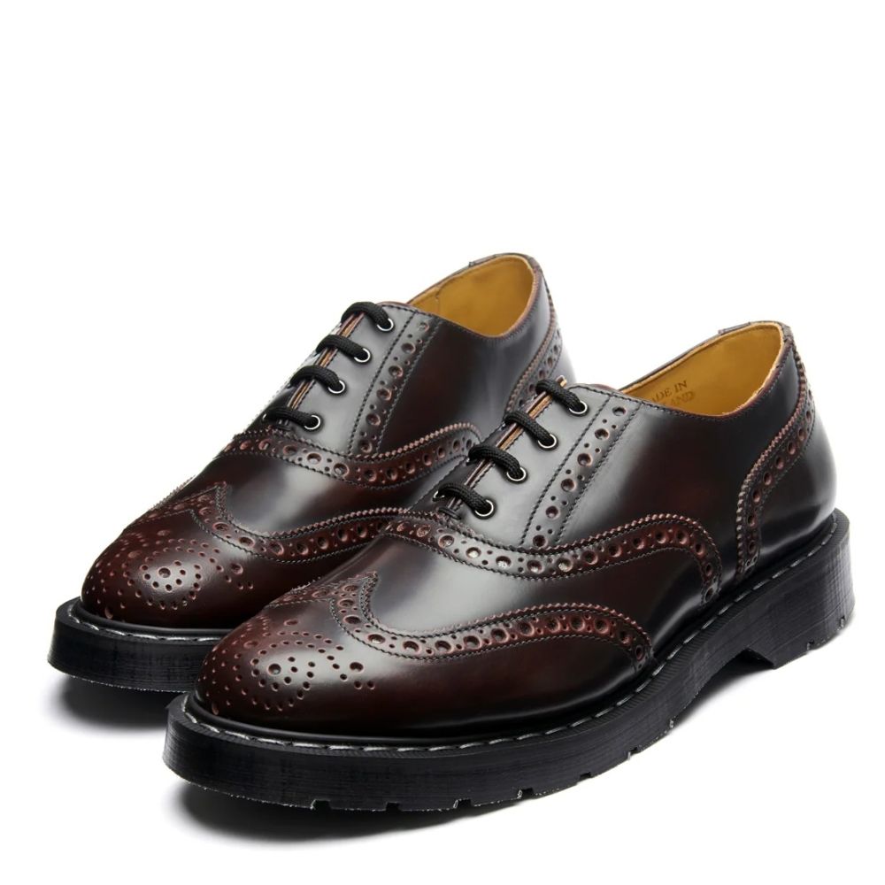 Solovair 4 Eye English Oxford Brogue in Burgundy Rub-Off