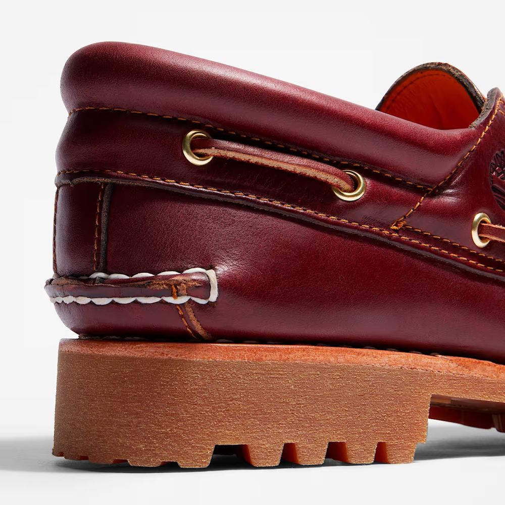 Timberland Men's Authentics 3-Eye Boat Shoe in Burgundy