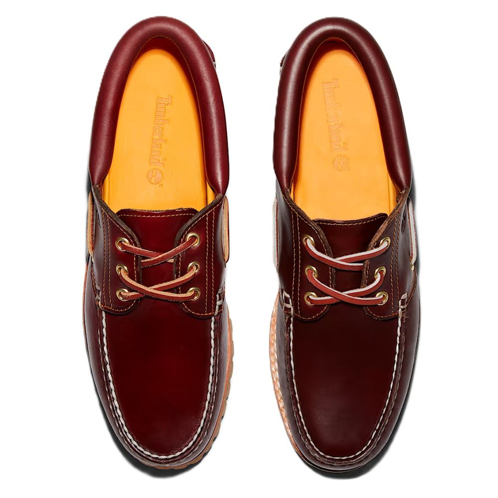 Timberland Men's Authentics 3-Eye Boat Shoe in Burgundy
