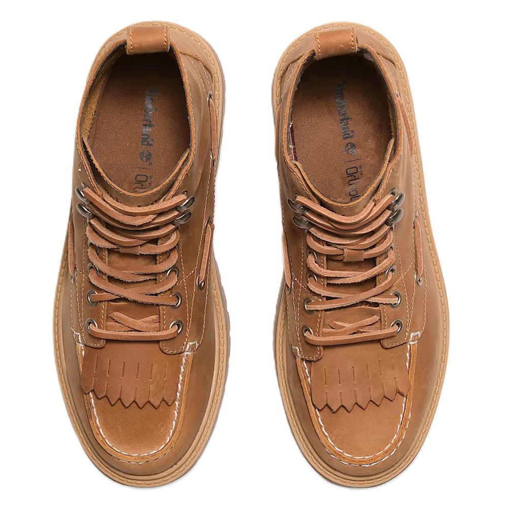 Timberland Women's Stone Street Mid 7-Eye Platform Boot in Wheat Full-Grain