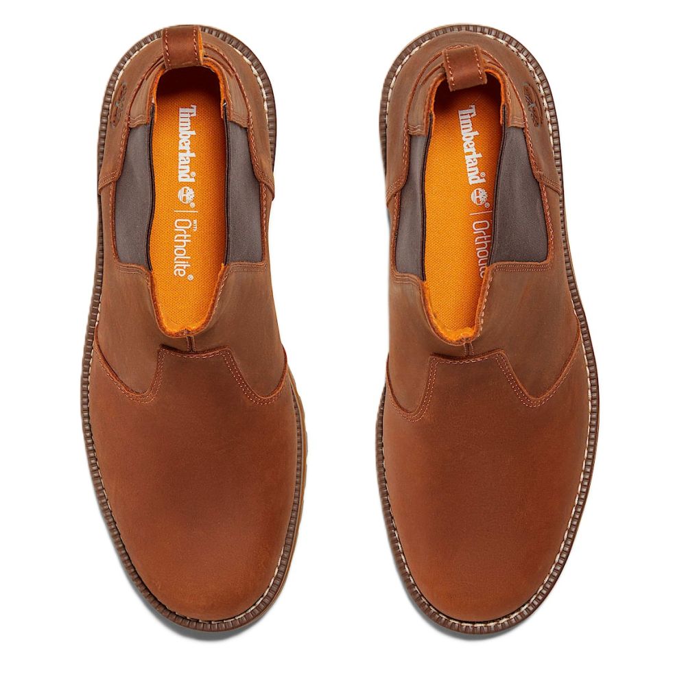 Timberland Men's Redwood Falls Chelsea Boot in Saddle Brushed Full-Grain