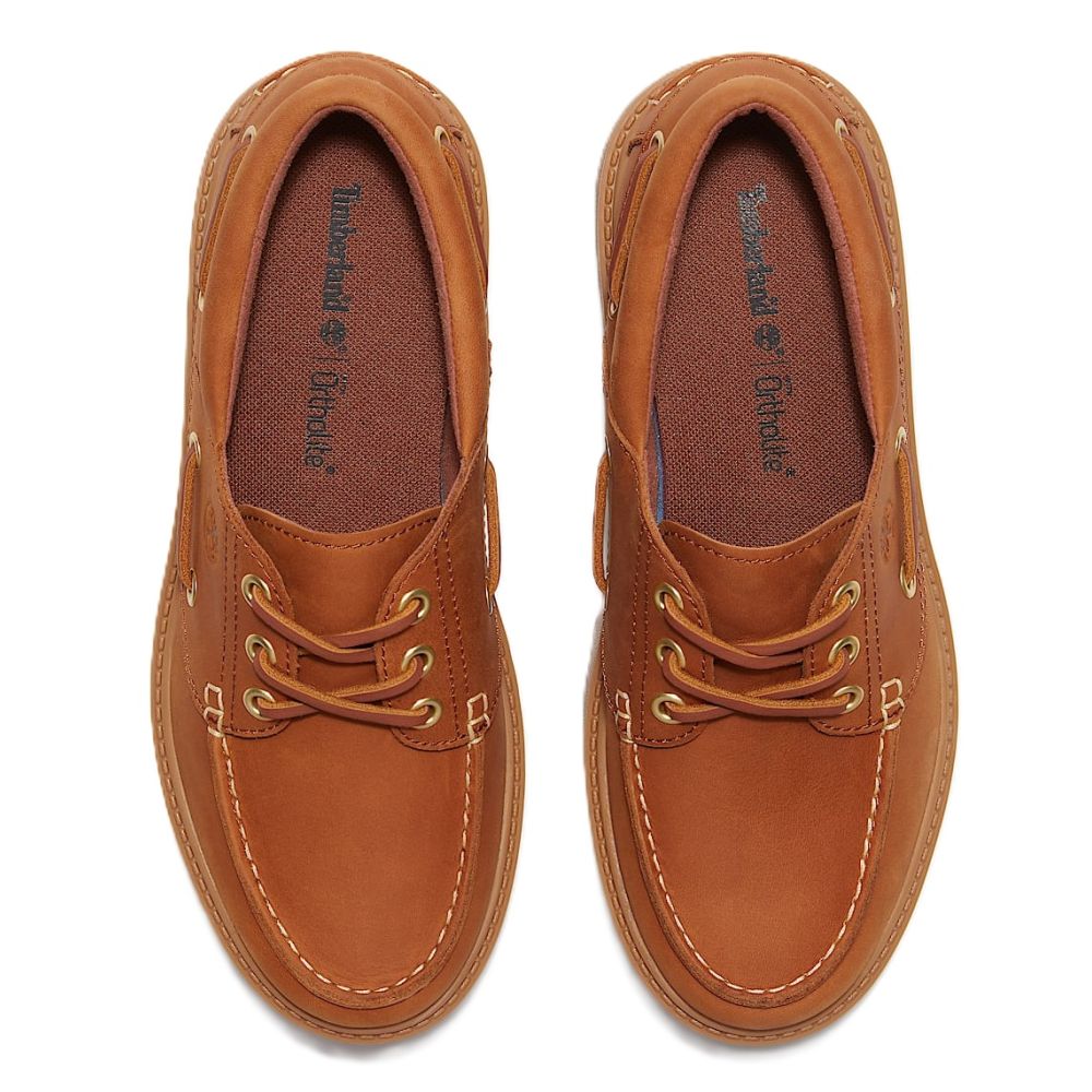 Timberland Women's Stone Street Platform Boat Shoe in Rust Nubuck