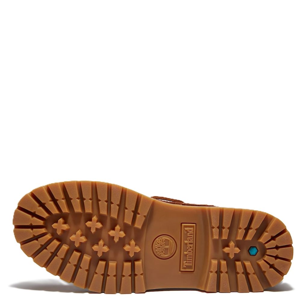 Timberland Women's Stone Street Platform Boat Shoe in Rust Nubuck