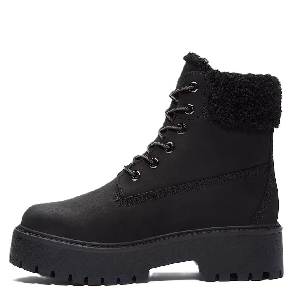 Timberland Women's Stone Street Mid Warm Lined Waterproof Boot in Black Nubuck