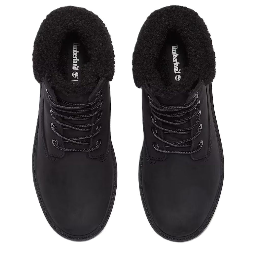 Timberland Women's Stone Street Mid Warm Lined Waterproof Boot in Black Nubuck