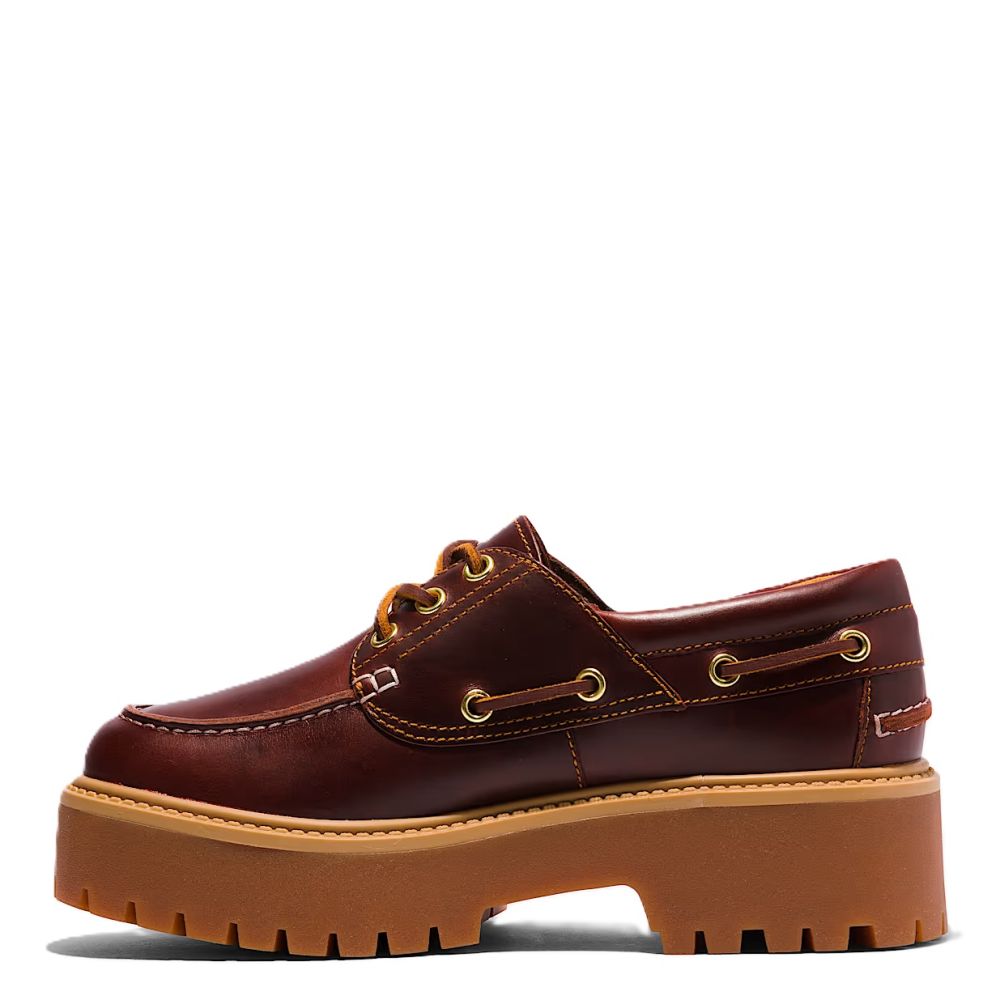 Timberland Women's Stone Street Platform Boat Shoe in Root Beer