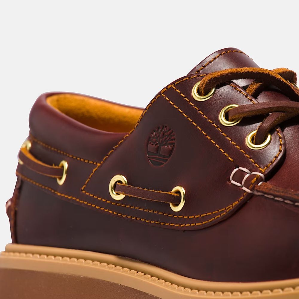 Timberland Women's Stone Street Platform Boat Shoe in Root Beer