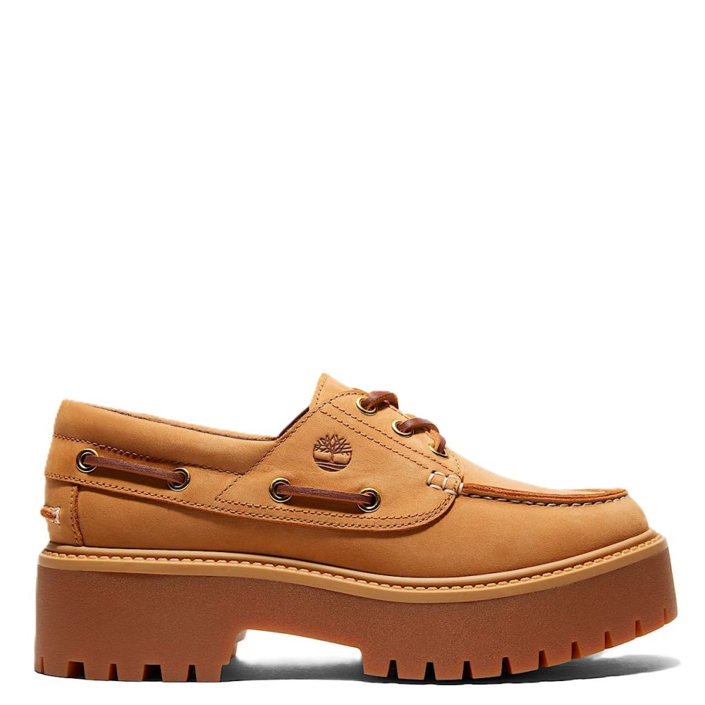 Timberland Women's Stone Street Platform Boat Shoe in Wheat