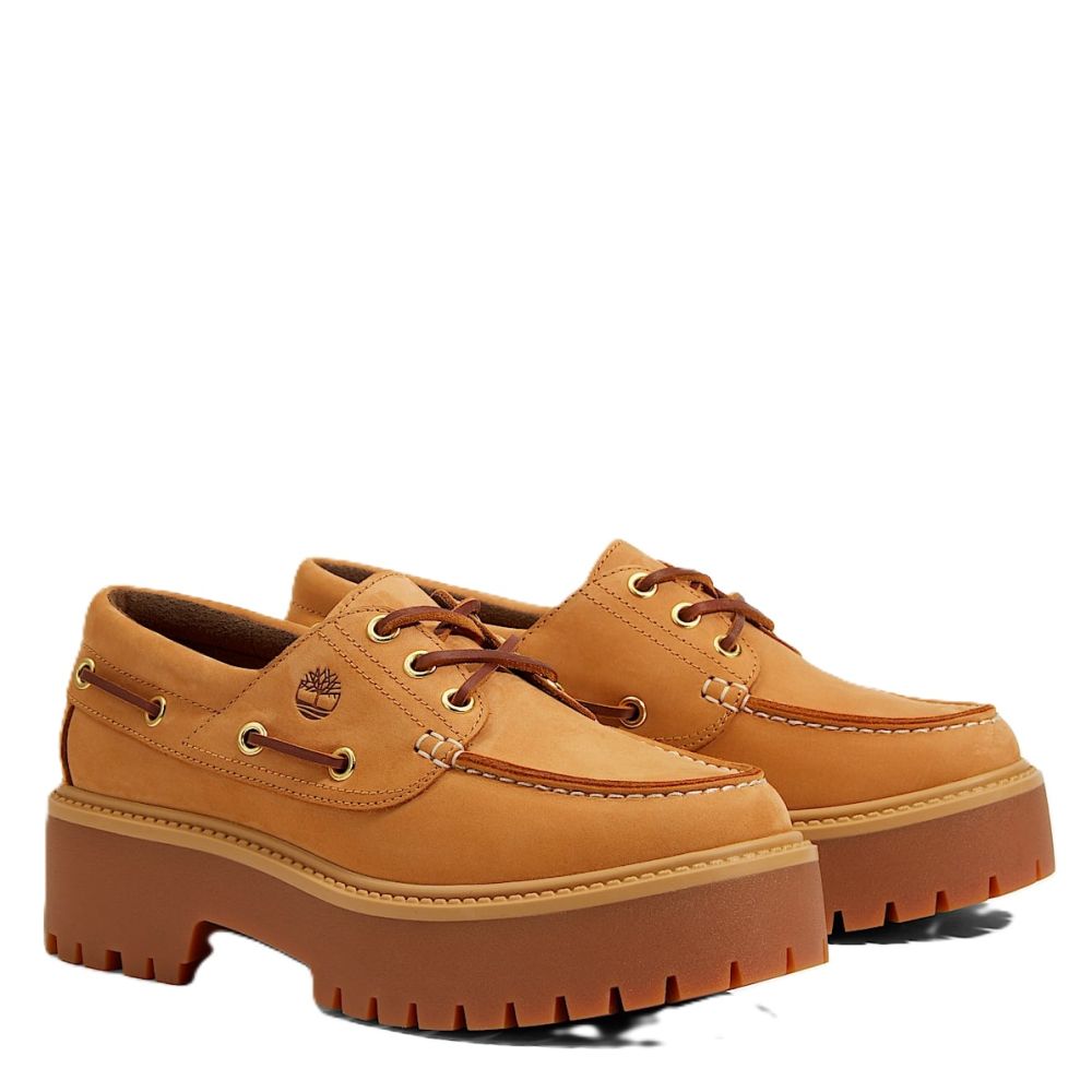 Timberland Women's Stone Street Platform Boat Shoe in Wheat