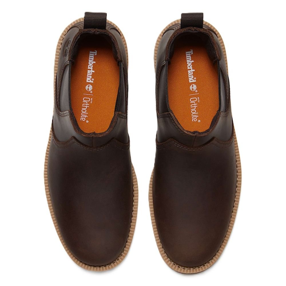 Timberland Men's Britton Falls Mid Chelsea Boot in Dark Brown Full Grain - Getoutside Shoes