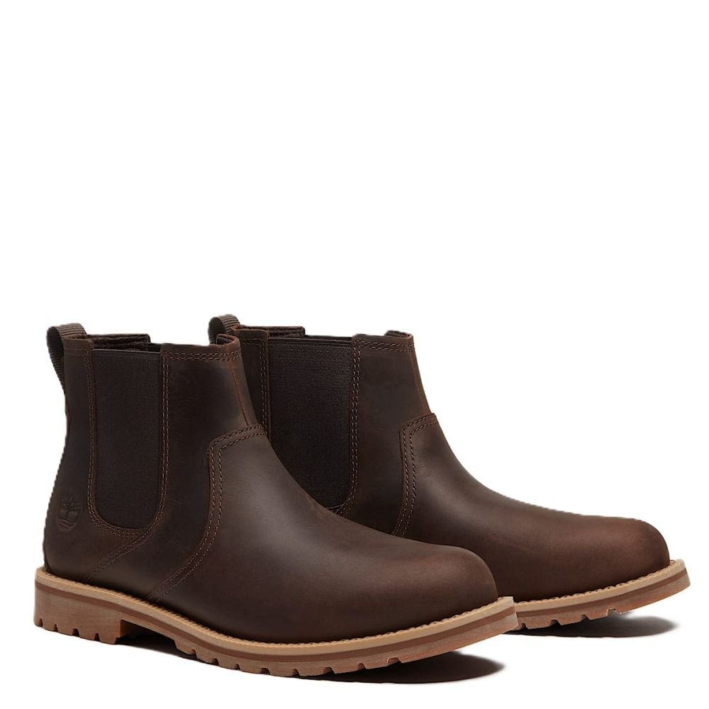 Timberland Men's Britton Falls Mid Chelsea Boot in Dark Brown Full Grain - Getoutside Shoes