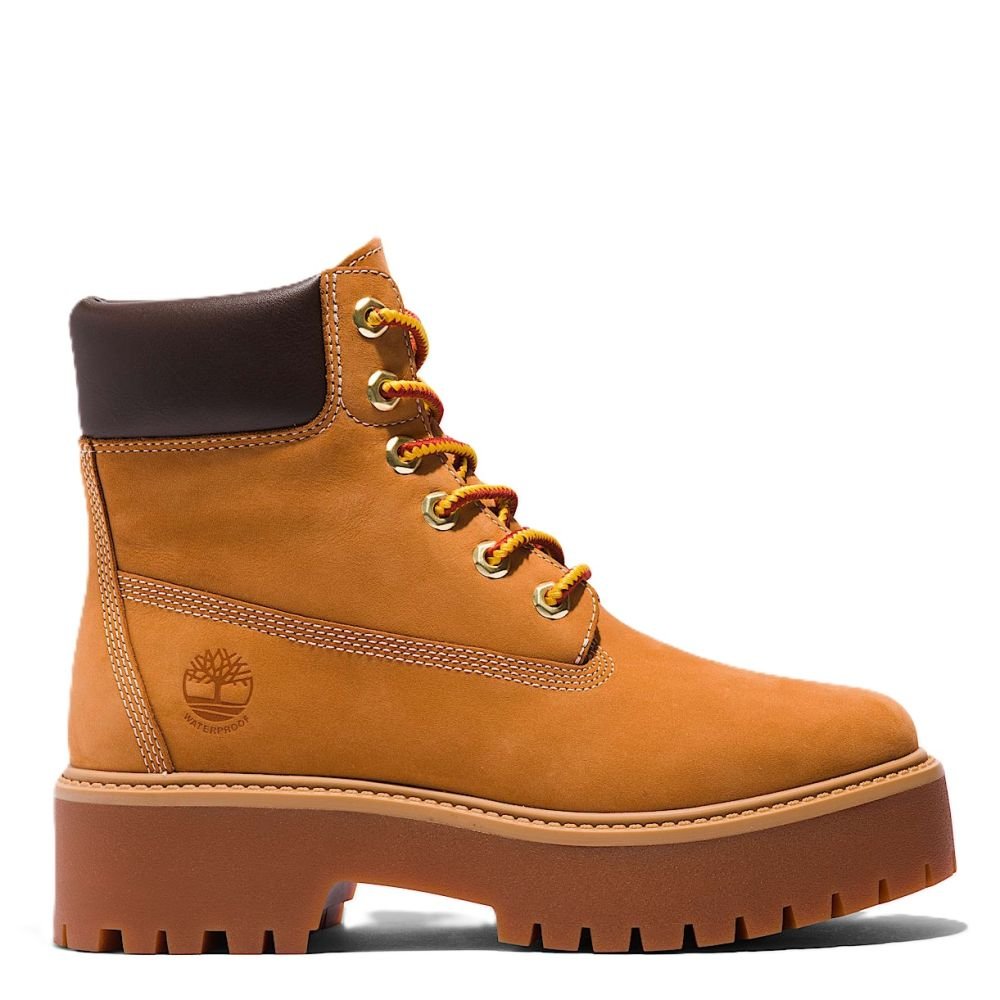 Timberland Women's Stone Street 6-Inch Waterproof Platform Boot in Wheat Nubuck - Getoutside Shoes