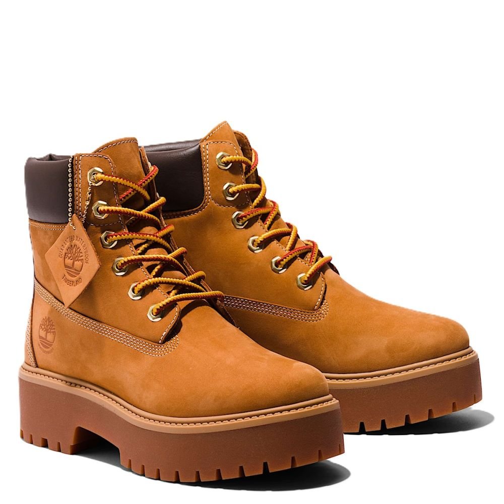 Timberland Women's Stone Street 6-Inch Waterproof Platform Boot in Wheat Nubuck - Getoutside Shoes