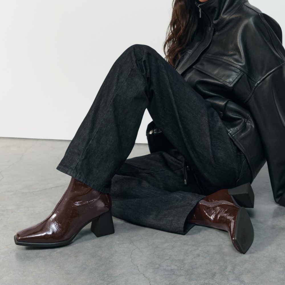 Vagabond Women's Hedda Ankle Boots in Dark Brown Patent Leather