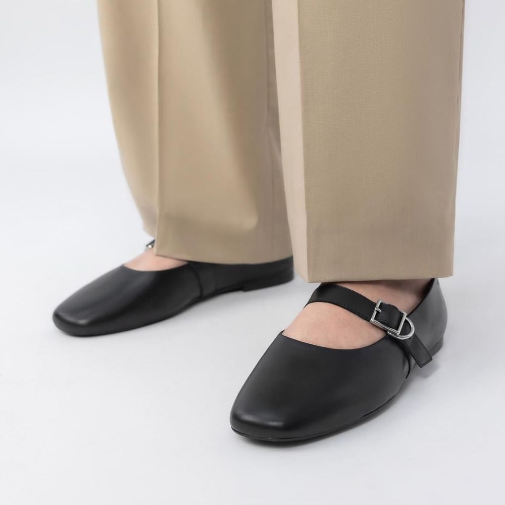 Vagabond Women's Jolin Ballet Flats in Black Leather