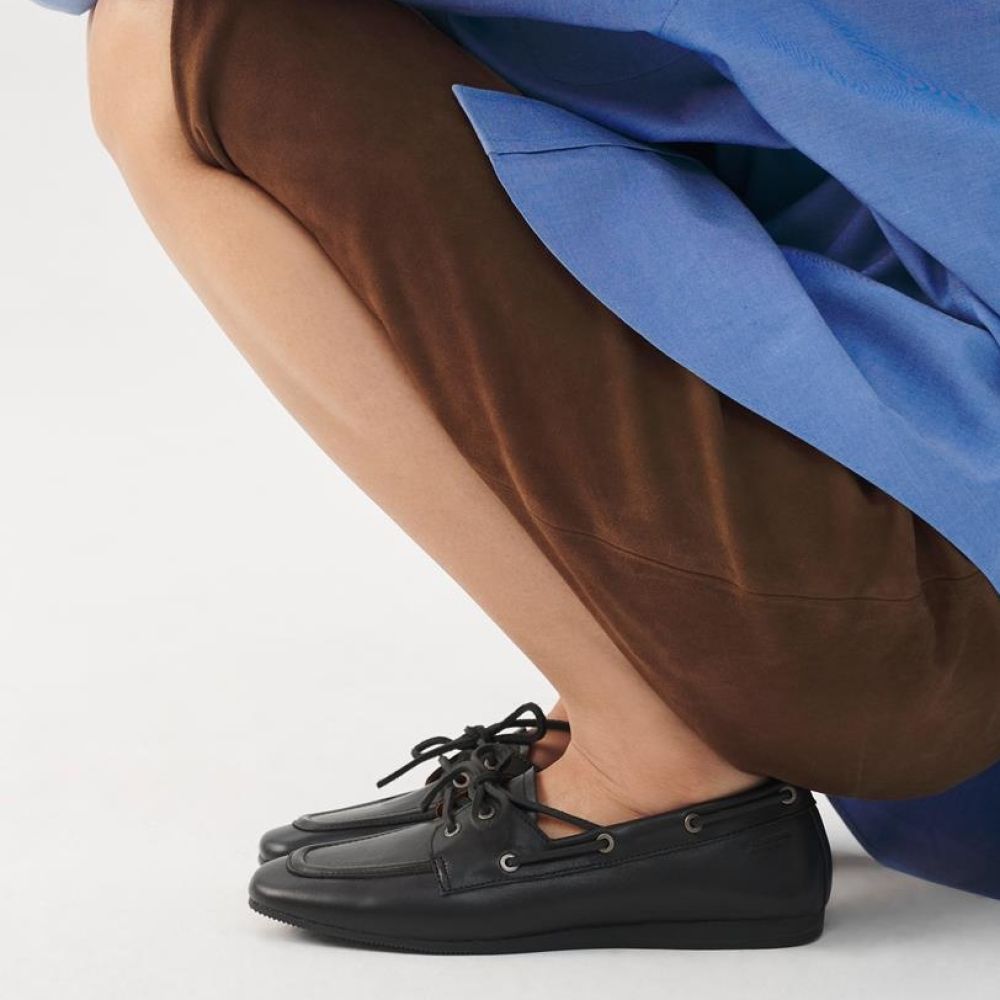 Vagabond Women's Hillary Boat Shoe in Black Leather
