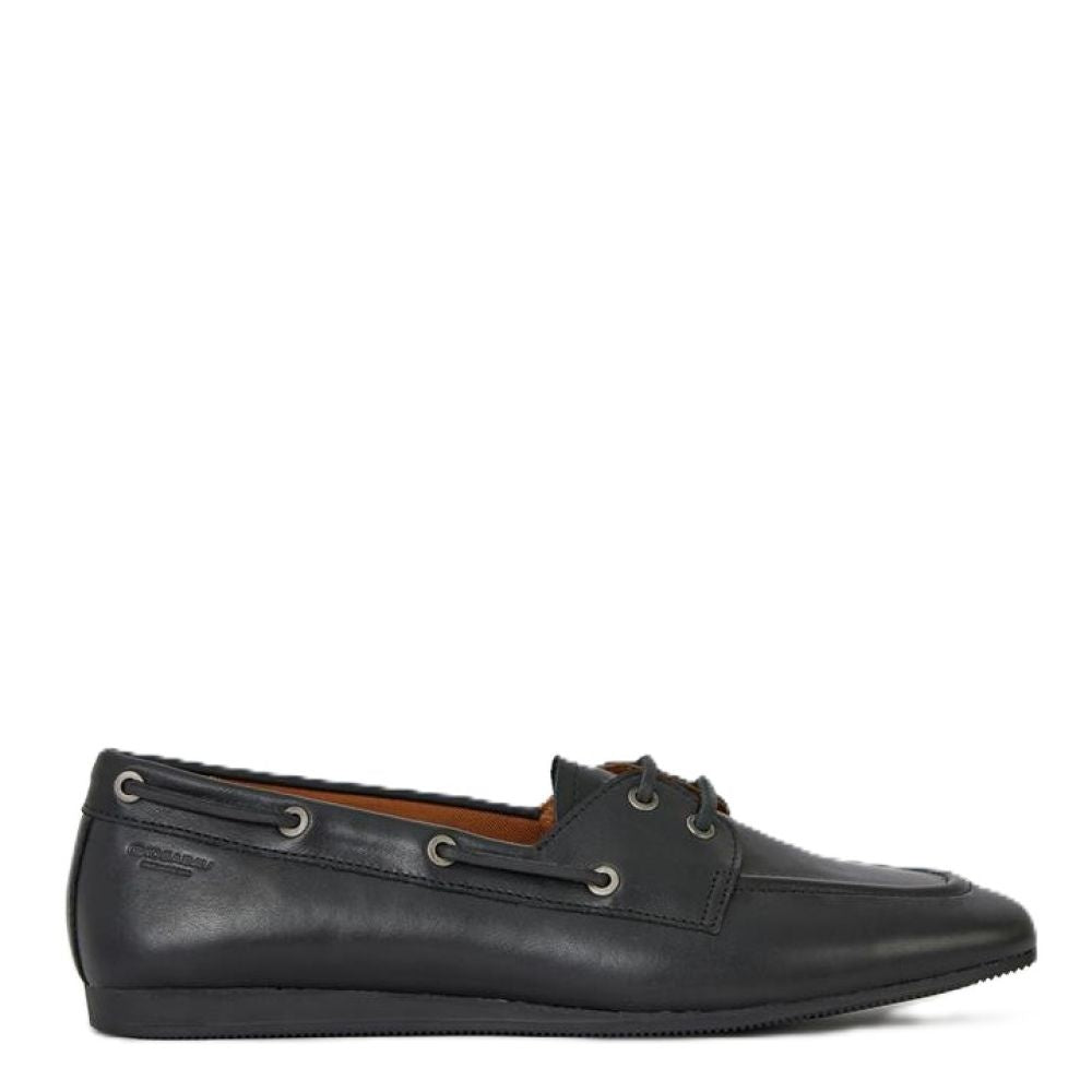 Vagabond Women's Hillary Boat Shoe in Black Leather