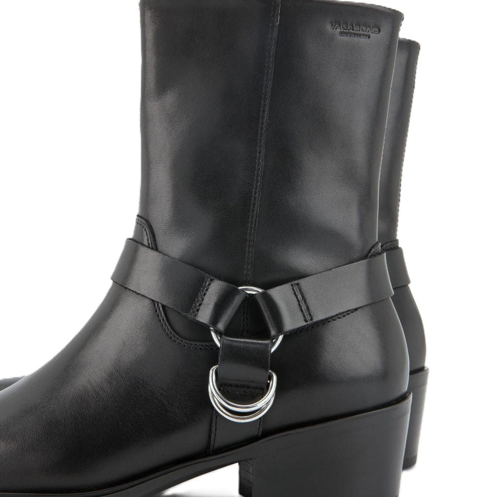 Vagabond Women's Kelsey Harness Boots in Black Leather