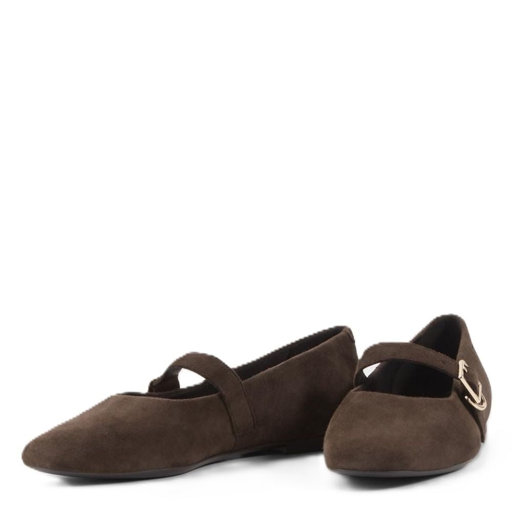 Vagabond Women's Jolin Ballet Flats in Dark Brown Suede - Getoutside Shoes