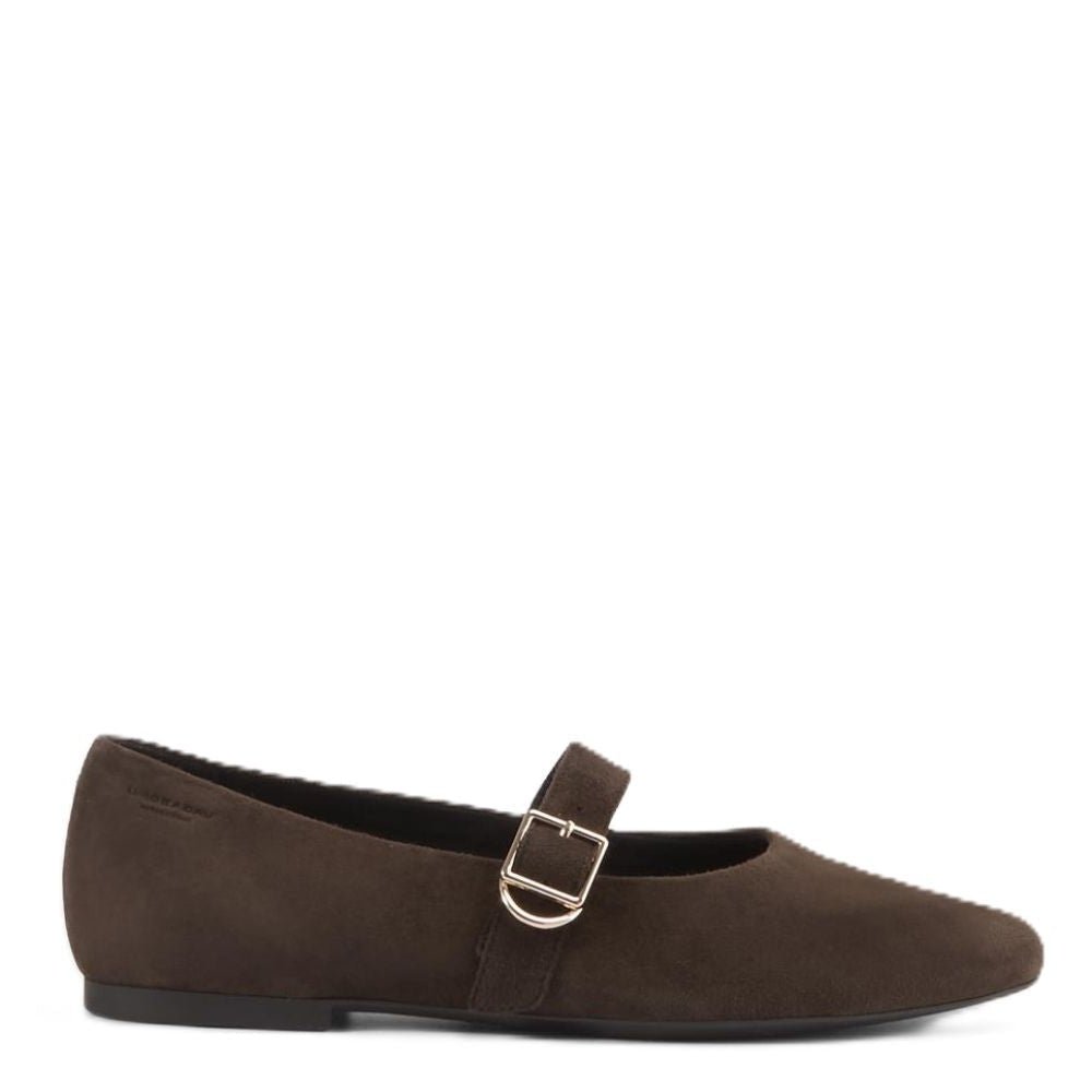 Vagabond Women's Jolin Ballet Flats in Dark Brown Suede - Getoutside Shoes