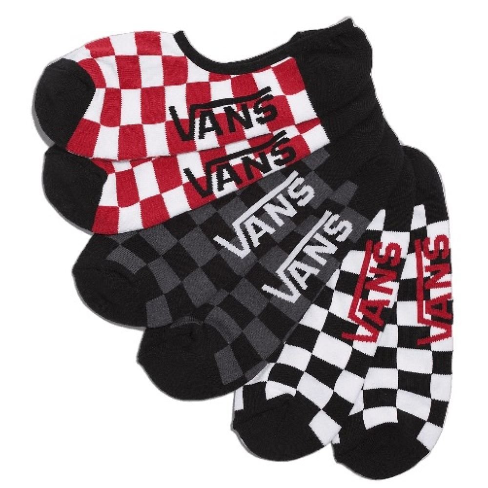 Vans Classic Canoodle Super No Show Sock in White/Black Multi (Large) - Getoutside Shoes
