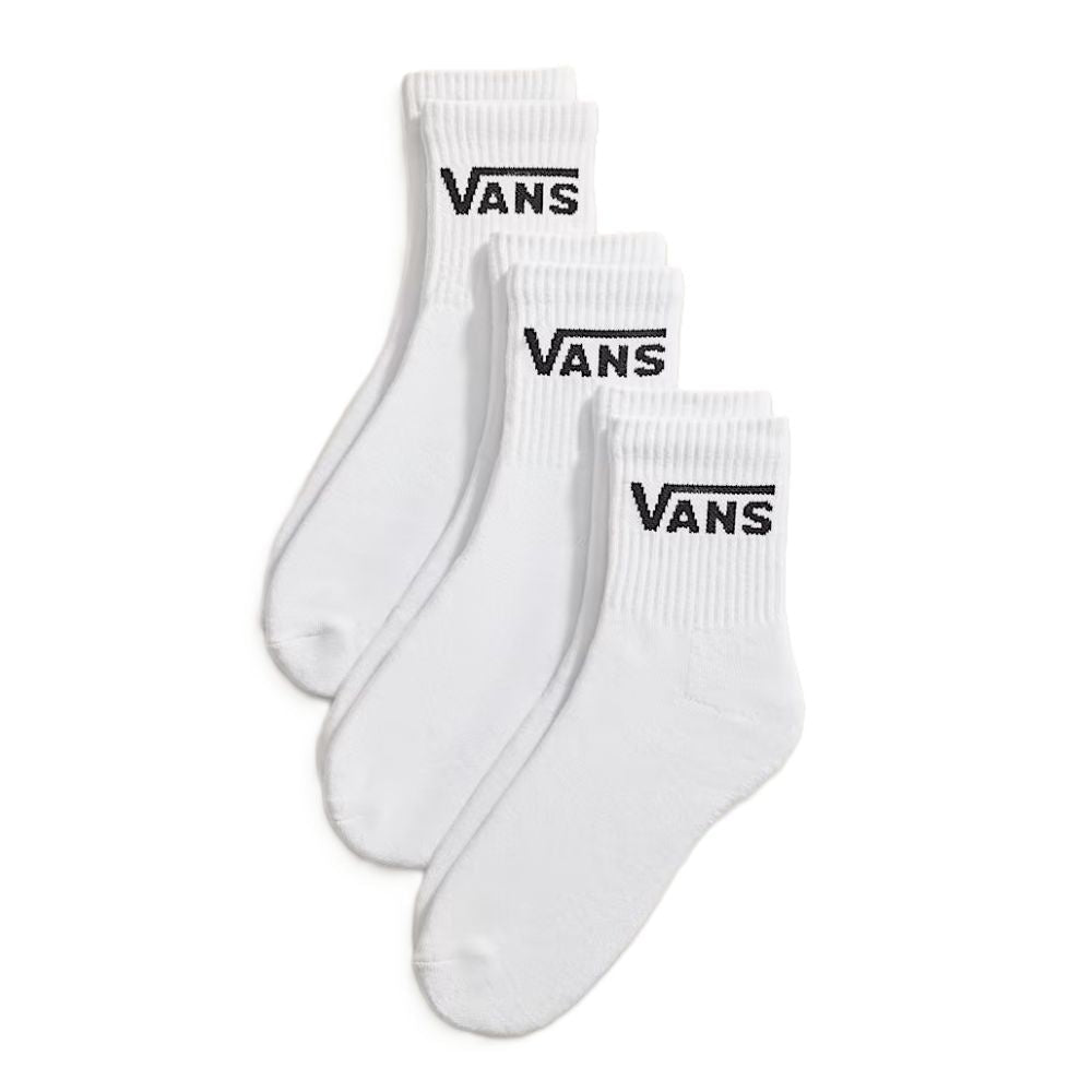 Vans Classic Half Crew Socks 3 - Pack in White - Getoutside Shoes