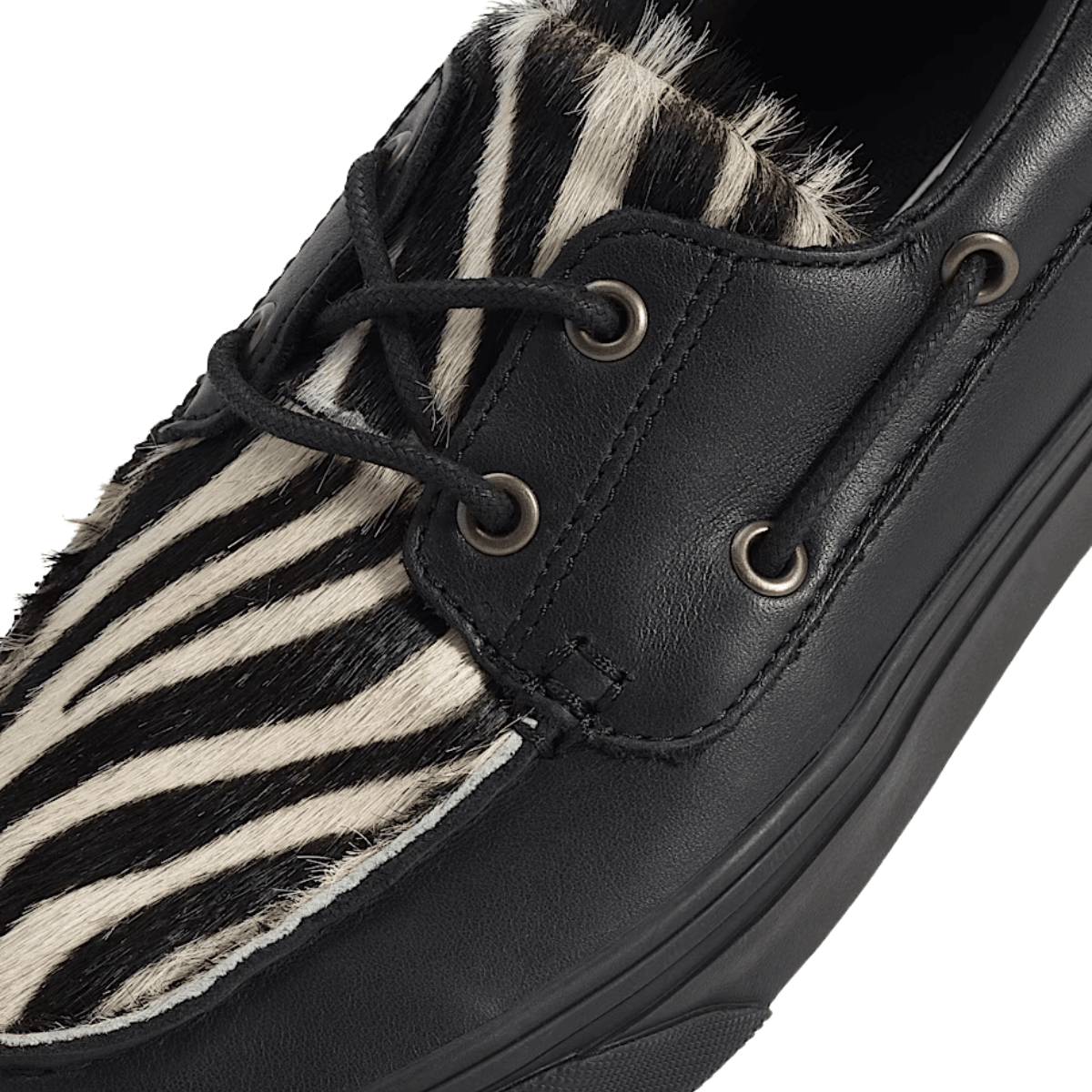 Vans Men's 2-Eyelet Boat Shoe in Black Zebra - Getoutside Shoes