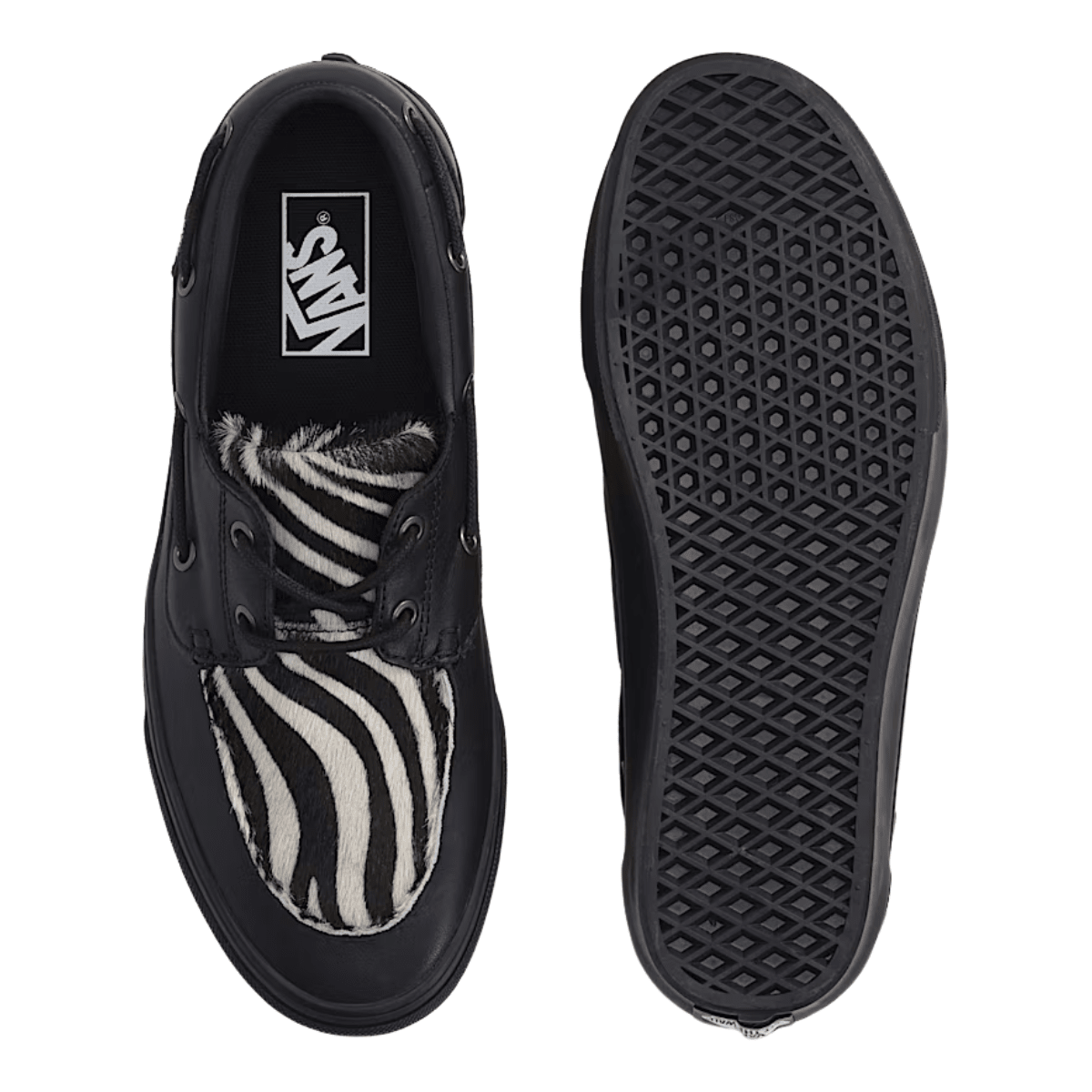 Vans Men's 2-Eyelet Boat Shoe in Black Zebra - Getoutside Shoes