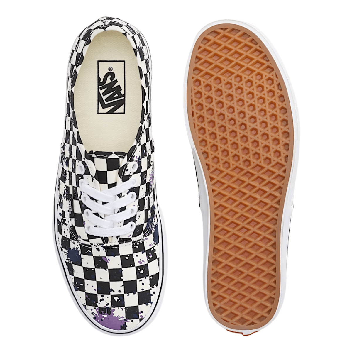 Vans Men's Authentic in Splatter Checkerboard Black - Getoutside Shoes