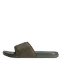 Vans Men's Checkerboard La Costa Slide in Obsidian Fern Green - Getoutside Shoes