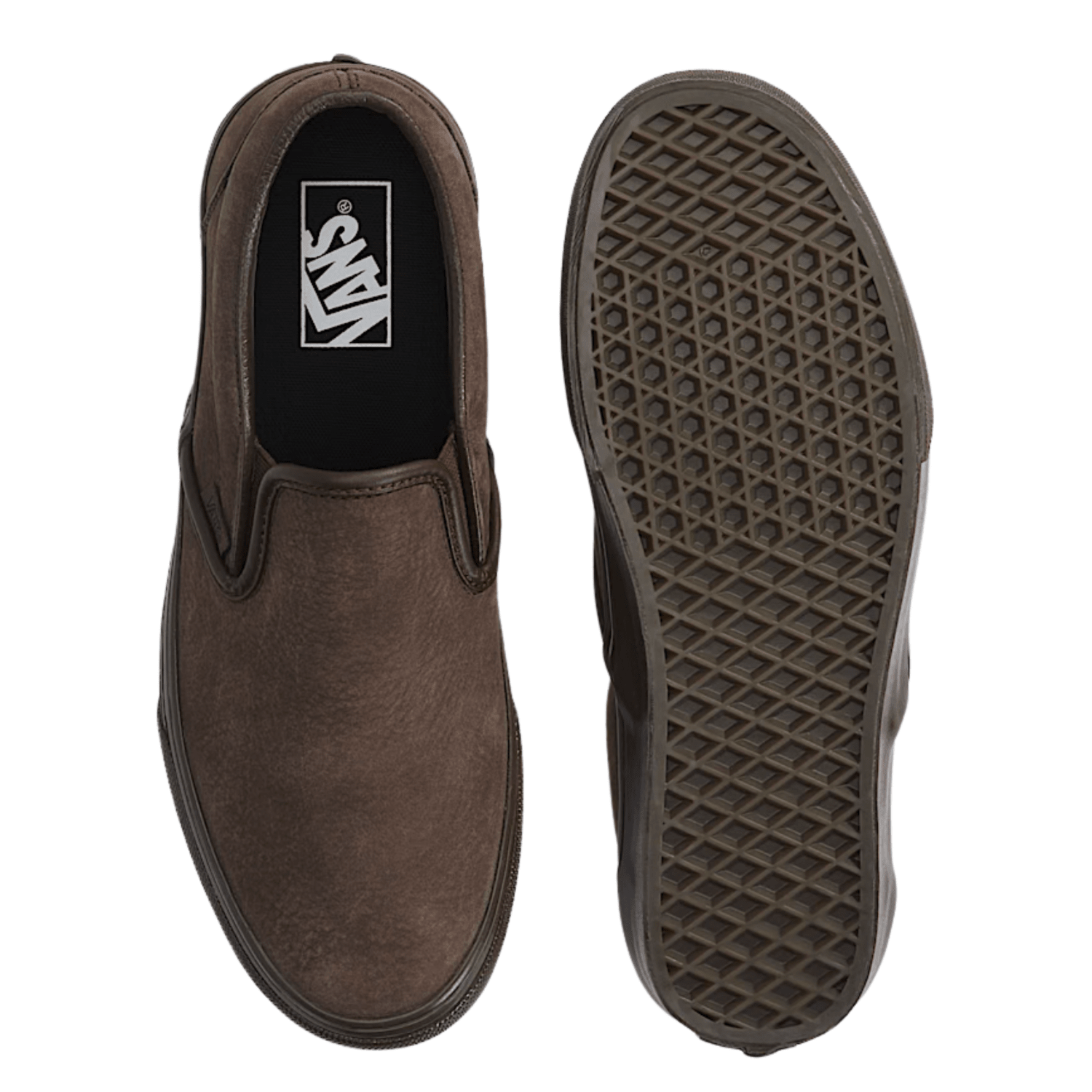 Vans Men's Classic Slip-On in Leather Brown/Brown - Getoutside Shoes