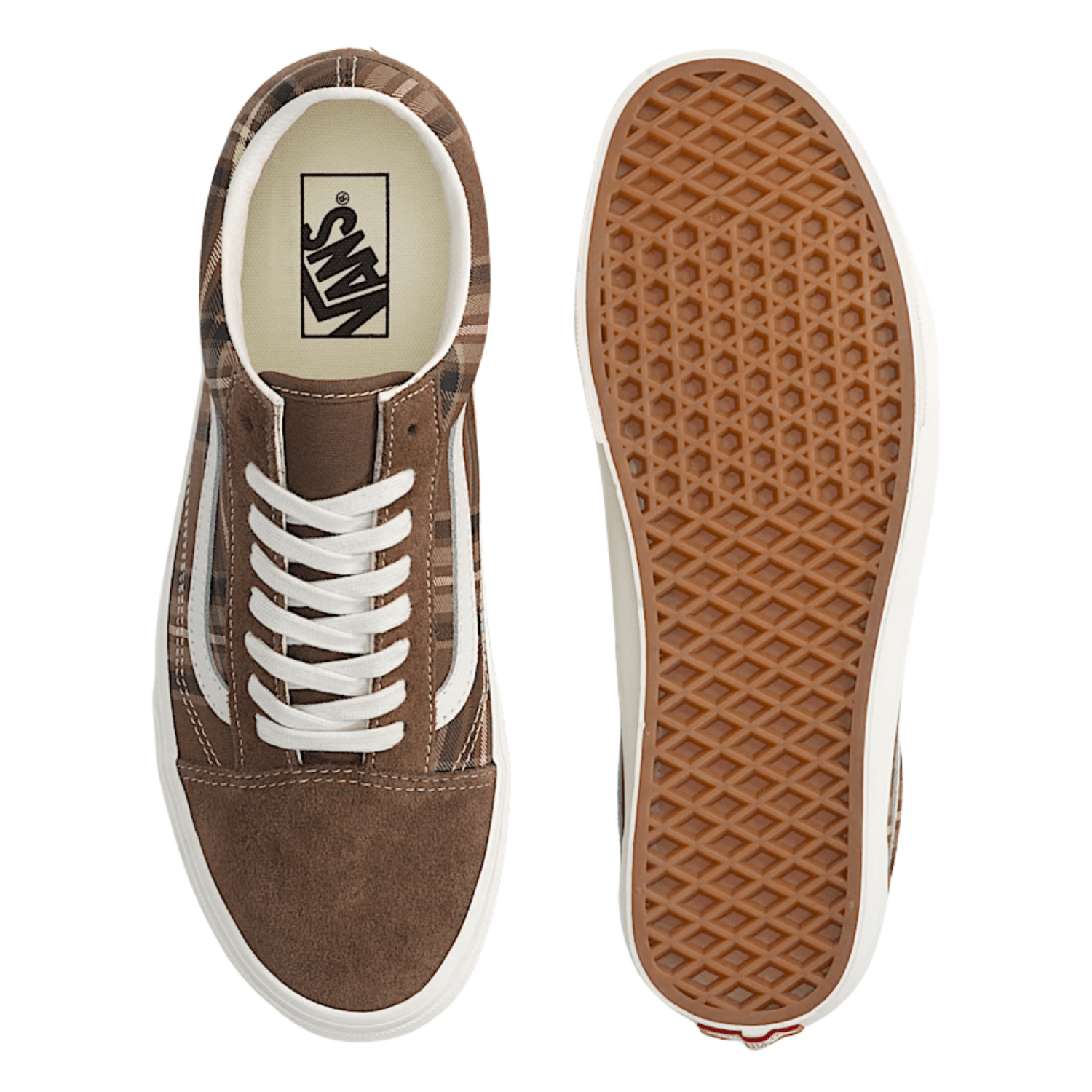 Vans Men's Old Skool in Plaid Vintage Cocoa - Getoutside Shoes